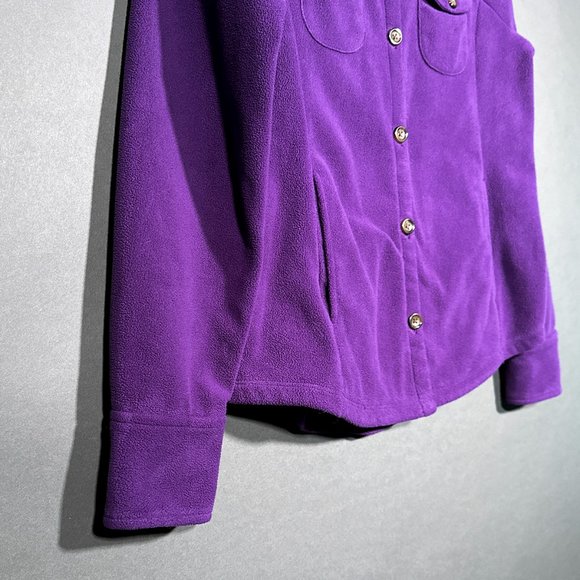 Lands End Purple Button Down Shirt Four Pockets Warm Soft Texture Size XS/P 2-4 - Picture 5 of 10